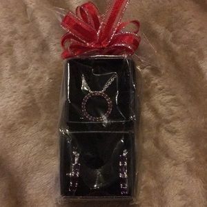 Avon February Amethyst Colored Earring & Necklace